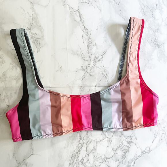 MADEWELL Solid & Striped Elle Bikini Top Medium M - Picture 3 of 8